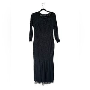 Candalette Black Lace Long Sleeve Dark Cottagecore Witchy Evening Gown Sz‎ Large